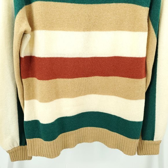 VTG Dalton Camel Hair/Geelong Lambswool Mock Neck Stripe Sweater 36 (S/M) - Picture 11 of 16